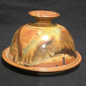 Art Pottery Stoneware Cheese / Butter Covered Bowl Set - Signed JACKSON